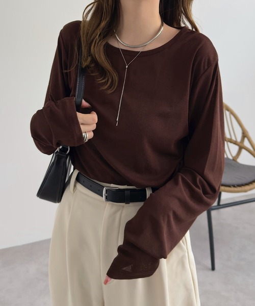 KOBE LETTUCE（コウベレタス）の「[ M/L/XLサイズ ] 選べる4タイプ スラブシアーT（Tシャツ/カットソー・レディース・ブラック/アイボリー系/オフホワイト/ブラウン/チャコール/ホワイト系/グレー系/ブラウン系/ブラック系/アイボリー系1/ピンク/ピンク系/ライトブルー/ライトグレー/ライトグレー系/ブルー系/ホワイト系1/ライトグレー系1/ピンク系1/ブルー系1/ブラック系1/ホワイト系2/ブラック系2/ブルー系2/ライトグレー系2/ピンク系2/イエロー/イエロー系/イエロー系1/イエロー系2・L/M/XL/L1/1/M1/L2/M2/2/L3/M3/3）」の15枚目の写真