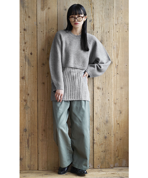 zootie（ズーティー）の「レイヤード バックリボン チュニックニット（ニット/セーター・レディース・杢グレー/ブラック/アイボリー・M）」の8枚目の写真