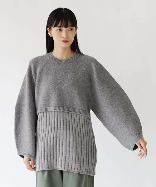 zootie（ズーティー）の「レイヤード バックリボン チュニックニット（ニット/セーター・レディース・杢グレー/ブラック/アイボリー・M）」の16枚目の写真