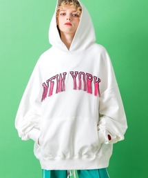 a.p.o.v. ニューヨークフリンジミックス刺繍ロゴスウェットプルオーバーパーカー