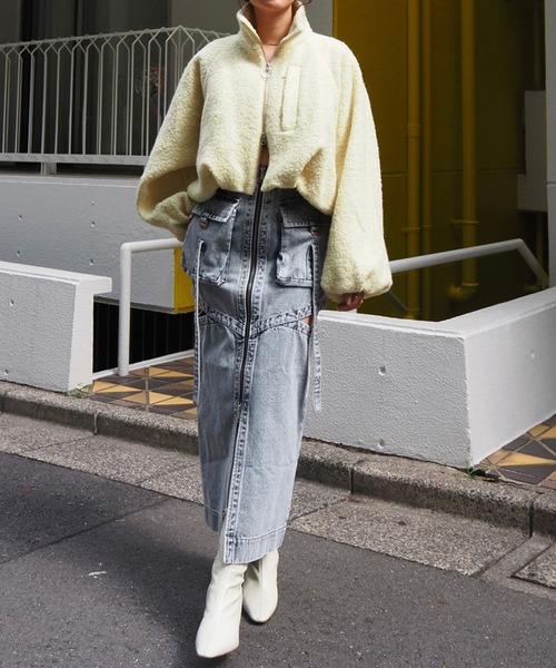 THINGS THAT MATTER（シングス ザット マター）の「WOOL LOOP JERSEY CROPPED BLOUSON / ウールループジャージークロップドブルゾン（ブルゾン・レディース・イエロー/ブラック・FREE）」の3枚目の写真