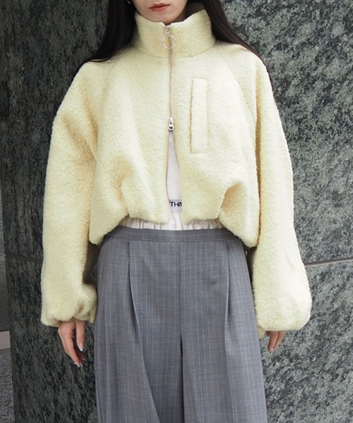 THINGS THAT MATTER（シングス ザット マター）の「WOOL LOOP JERSEY CROPPED BLOUSON / ウールループジャージークロップドブルゾン（ブルゾン・レディース・イエロー/ブラック・FREE）」の4枚目の写真