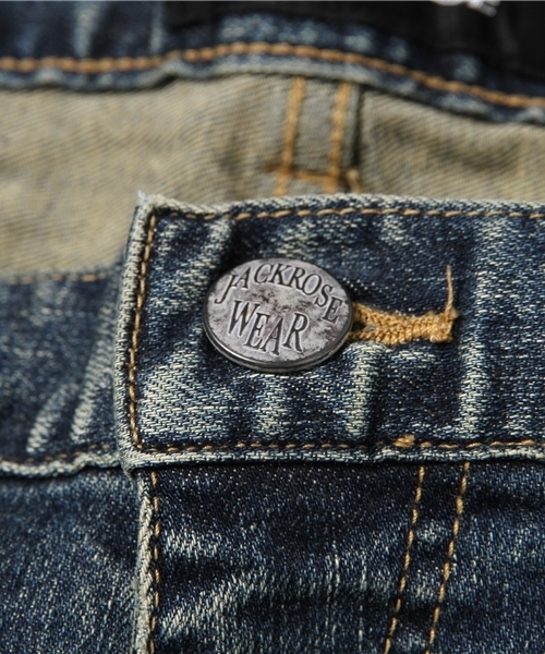 ジャックローズ ライダースデニムパンツ セール】ハイパーストレッチデザートヴィンテージ加工デニム（デニム