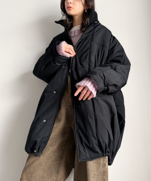 classicalelf（クラシカルエルフ）の「大人のカジュアルスタイルを格上げする！襟リブつき 中綿 モンスター アウター（ダウンジャケット/コート・レディース・ブラック/アイボリー・SMALL/MEDIUM/LARGE/X-LARGE）」の11枚目の写真