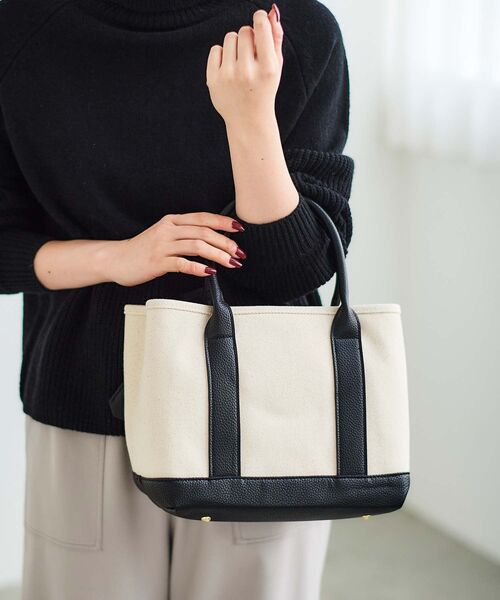 le.coeur blanc（ルクールブラン）の「パーテーショントート（トートバッグ・レディース・グレイッシュベージュ/ブラック・FREE）」の6枚目の写真