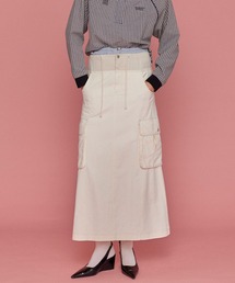 セール】Cotton Material Ribbed Maxi Skirt/コットンリブマキシ