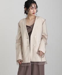 atlo（アトロ）の「ボクシーレイヤード チュール ジャケット （ノーカラージャケット）」