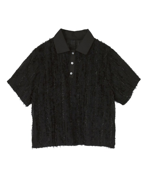 miette(ミエット)の「シアーフリンジポロトップス(Tシャツ/カットソー・レディース・アイボリー/ブラック/ライトブルー・FREE)」の4枚目の写真