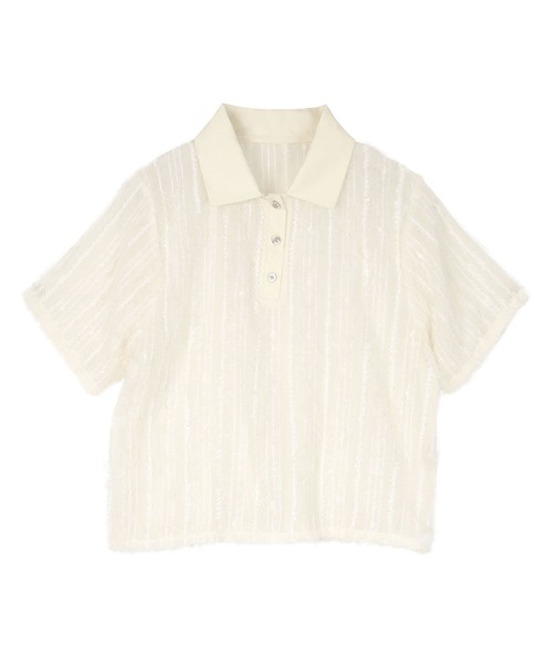 miette(ミエット)の「シアーフリンジポロトップス(Tシャツ/カットソー・レディース・アイボリー/ブラック/ライトブルー・FREE)」の12枚目の写真