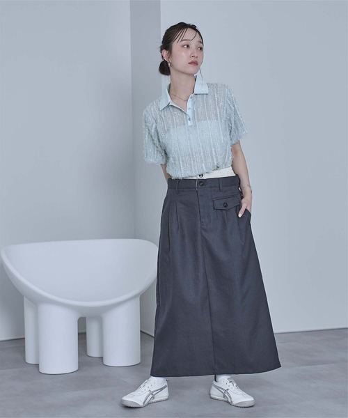 miette(ミエット)の「シアーフリンジポロトップス(Tシャツ/カットソー・レディース・アイボリー/ブラック/ライトブルー・FREE)」の17枚目の写真