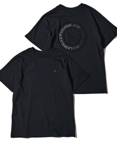 【高級感】1PIU1UGUALE3 RELAX  フェイクレザーロゴ半袖Tシャツ 1PIU1UGUALE3 RELAX】サークルロゴTシャツ（Tシャツ/カットソー