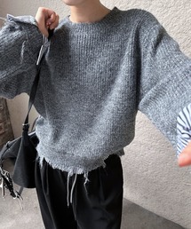 レイヤードデザインクラッシュニット