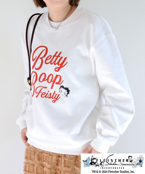 BETTY BOOP(ベティ・ブープ)の「【Betty Boop(TM) / ベティ ブープ(TM)】裏毛クルーネックスウェット(スウェット・レディース・ブラック/オフホワイト・M)」の21枚目の写真