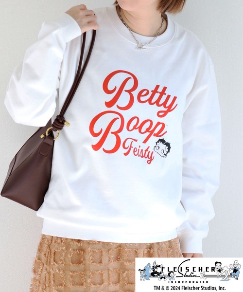 BETTY BOOP(ベティ・ブープ)の「【Betty Boop(TM) / ベティ ブープ(TM)】裏毛クルーネックスウェット(スウェット・レディース・ブラック/オフホワイト・M)」の17枚目の写真