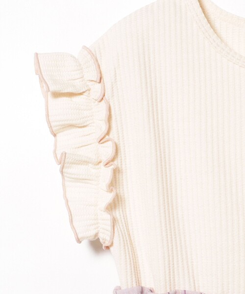 BEAMS mini（ビームスミニ）の「チェック ワッフル切り替え ワンピース 2025SS（90～150cm）（ワンピース・キッズ・ピンク/サックスブルー・140/130/110/100/90/120/150）」の5枚目の写真