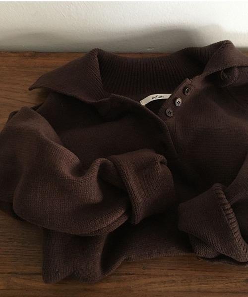 BEIDELLI（ベイデリー）の「[BELLIDE MADE] フルドカラーネックブラケット長袖ニット（ニット/セーター・レディース・ネイビー/ブラウン/グレー/アイボリー・FREE）」の21枚目の写真