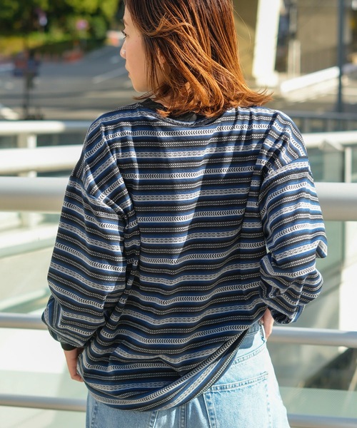 THRASHER（スラッシャー）の「Jacquard Border L/S T-SHIRTS/スラッシャー長袖ボーダーロンT（Tシャツ/カットソー・メンズ・ブラウン/ブルー・MEDIUM/LARGE/X-LARGE）」の13枚目の写真