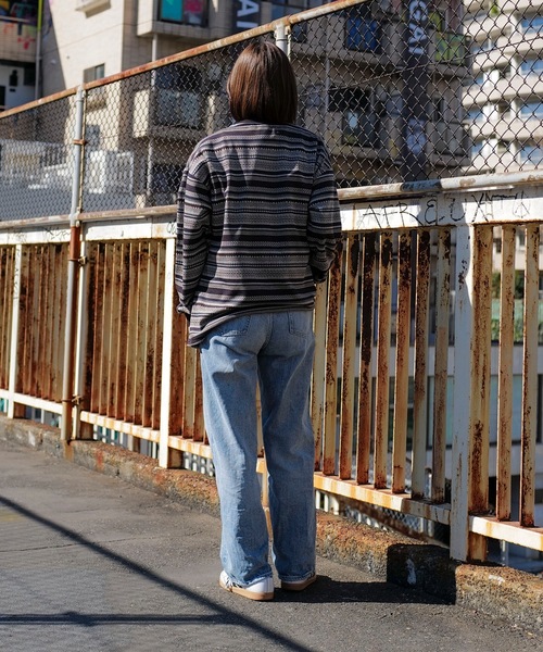 セール】Jacquard Border L/S T-SHIRTS/スラッシャー長袖ボーダーロンT