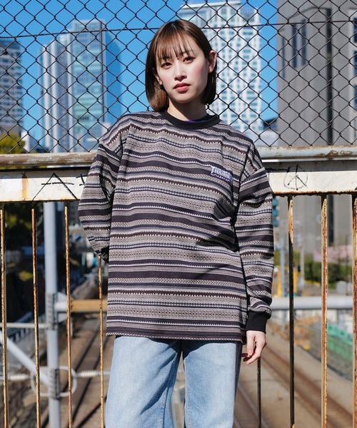 yoused 90s  Harbour border ロング丈 Jacquard Border L/S T-SHIRTS/スラッシャー長袖ボーダーロンT（T
