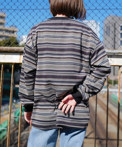THRASHER（スラッシャー）の「Jacquard Border L/S T-SHIRTS/スラッシャー長袖ボーダーロンT（Tシャツ/カットソー・メンズ・ブラウン/ブルー・MEDIUM/LARGE/X-LARGE）」の7枚目の写真