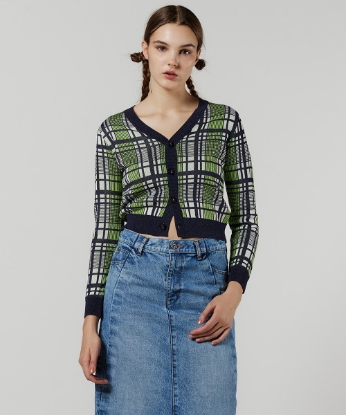DOUBLE STANDARD CLOTHING(ダブルスタンダードクロージング)の「チェックジャガードニットカーディガン(カーディガン/ボレロ・レディース・チェック・36/38)」の2枚目の写真