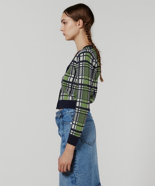 DOUBLE STANDARD CLOTHING(ダブルスタンダードクロージング)の「チェックジャガードニットカーディガン(カーディガン/ボレロ・レディース・チェック・36/38)」の3枚目の写真