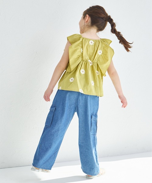 pairmanon（ペアマノン）の「【綿100%】花柄刺繍袖フリルブラウス（シャツ/ブラウス・キッズ・グリーン系その他/ベージュ/ブルー・130/90/110/100/120/140/150）」の15枚目の写真