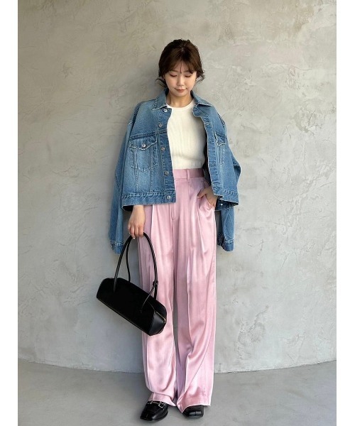 Mila Owen（ミラオーウェン）の「ワイドスリーブクロップドデニムジャケット【手洗い可能】（デニムジャケット・レディース・ブルー/ライトブルー・FREE）」の6枚目の写真