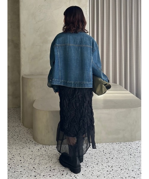 Mila Owen（ミラオーウェン）の「ワイドスリーブクロップドデニムジャケット【手洗い可能】（デニムジャケット・レディース・ブルー/ライトブルー・FREE）」の9枚目の写真