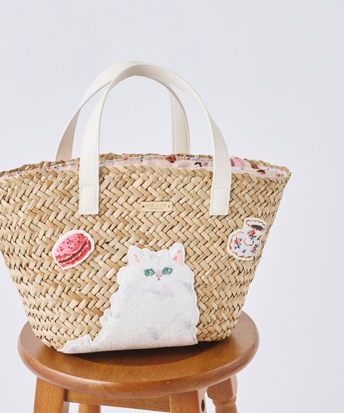 PAUL & JOE ACCESSOIRES(ポールアンドジョーアクセソワ)の「PAUL & JOE ACCESSOIRES (ポール&ジョーアクセソワ) ハンドバッグ かごバッグ PJA-B1201 バスケットバッグ(ハンドバッグ・レディース・ホワイト/ブラウン・FREE)」の2枚目の写真