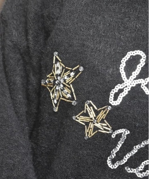 axes femme(アクシーズファム)の「スパンコールロゴ刺繍ニット(ニット/セーター・レディース・ピンク/キナリ/ブラック・FREE)」の8枚目の写真