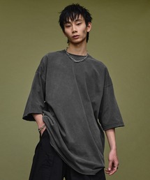 Nebula Fusion（ネビュラフュージョン）の「Loose silhouette cut-off design pigment T-shirt/ルーズシルエットカットオフデザインピグメントTシャツ（Tシャツ/カットソー）」