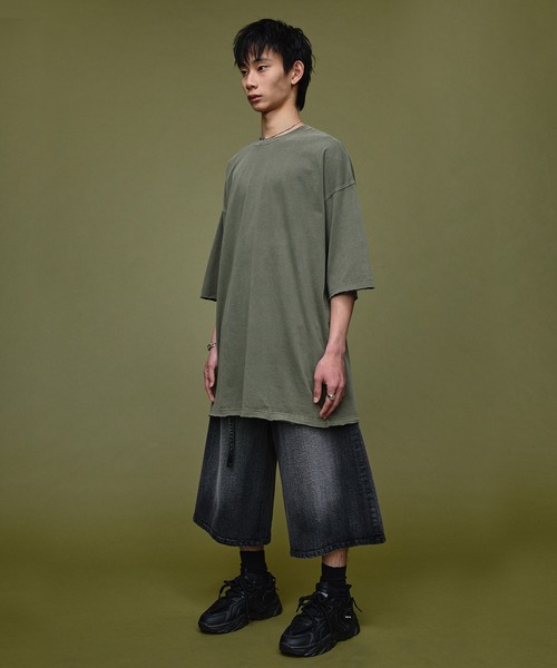 Nebula Fusion(ネビュラフュージョン)の「Loose silhouette cut-off design pigment T-shirt/ルーズシルエットカットオフデザインピグメントTシャツ(Tシャツ/カットソー・メンズ・ブラック/グレー・M/L)」の5枚目の写真