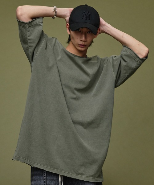 Nebula Fusion(ネビュラフュージョン)の「Loose silhouette cut-off design pigment T-shirt/ルーズシルエットカットオフデザインピグメントTシャツ(Tシャツ/カットソー・メンズ・ブラック/グレー・M/L)」の10枚目の写真