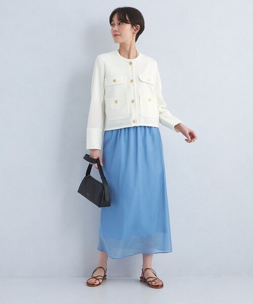 green label relaxing（グリーンレーベルリラクシング）の「ライトラッセル ジャケット ハオリ（カーディガン/ボレロ・レディース・オフホワイト/ネイビー/その他1・FREE）」の5枚目の写真