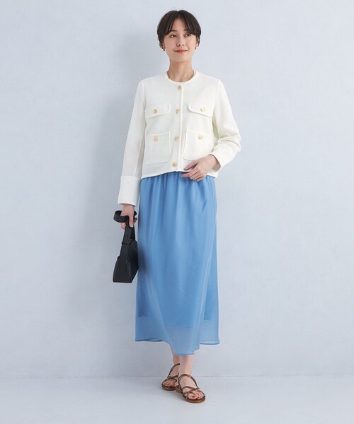 green label relaxing（グリーンレーベルリラクシング）の「ライトラッセル ジャケット ハオリ（カーディガン/ボレロ・レディース・オフホワイト/ネイビー/その他1・FREE）」の6枚目の写真