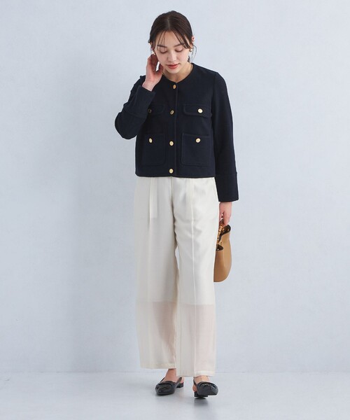 green label relaxing（グリーンレーベルリラクシング）の「ライトラッセル ジャケット ハオリ（カーディガン/ボレロ・レディース・オフホワイト/ネイビー/その他1・FREE）」の9枚目の写真