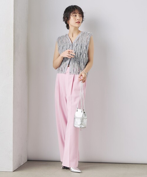 NOLLEY’S（ノーリーズ）の「《アンサンブル対応》《手洗い可能》カットフリンジ2WAYベスト（ベスト・レディース・ライトグレー/ブラック/オフホワイト/ミント・38）」の6枚目の写真