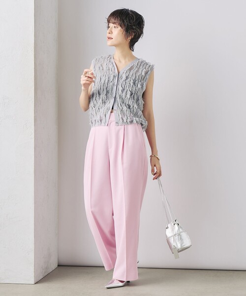 NOLLEY’S（ノーリーズ）の「《アンサンブル対応》《手洗い可能》カットフリンジ2WAYベスト（ベスト・レディース・ライトグレー/ブラック/オフホワイト/ミント・38）」の7枚目の写真