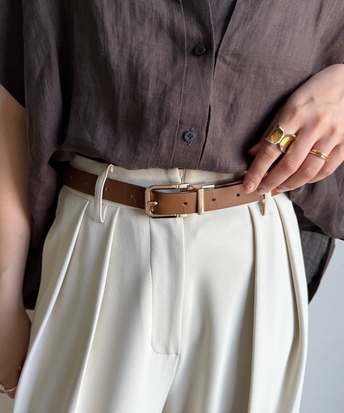 DouDou(ドゥドゥ)の「リバーシブルベルト(ベルト・レディース・ブラック/ブラウン・FREE)」の1枚目の写真