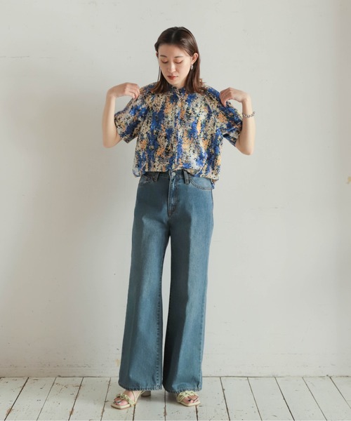 NOMBRE IMPAIR(ノンブルアンペール)の「インクジェットフラワー スタンドネックブラウス(シャツ/ブラウス・レディース・ブルー/イエロー・FREE)」の5枚目の写真