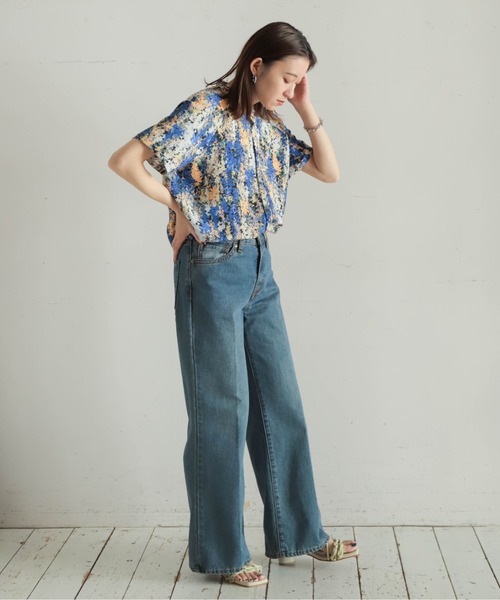 NOMBRE IMPAIR(ノンブルアンペール)の「インクジェットフラワー スタンドネックブラウス(シャツ/ブラウス・レディース・ブルー/イエロー・FREE)」の7枚目の写真