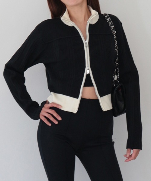 AMBIENT(アンビエント)の「ニットジップカーディガン(カーディガン/ボレロ・レディース・ブラック系その他/アイボリー/グレー/ブルー系その他・FREE)」の3枚目の写真