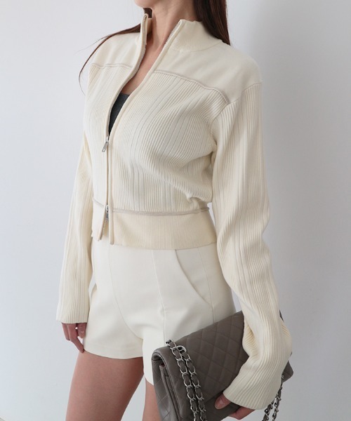 AMBIENT(アンビエント)の「ニットジップカーディガン(カーディガン/ボレロ・レディース・ブラック系その他/アイボリー/グレー/ブルー系その他・FREE)」の1枚目の写真