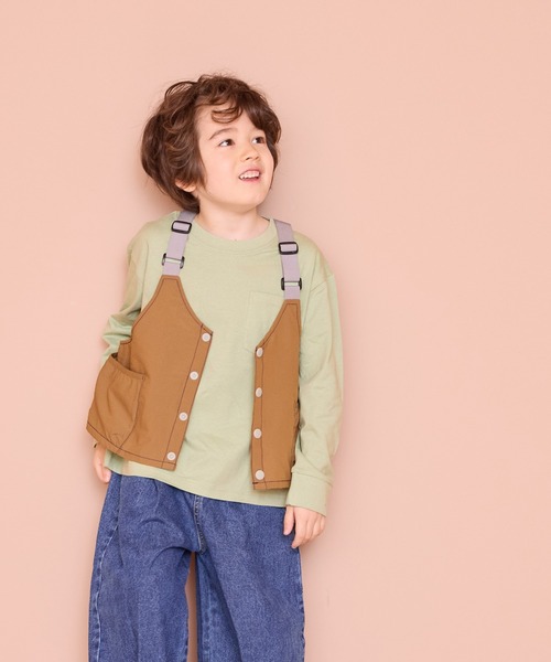 LSP WOW（エルエスピーワオ）の「【LSP WOW!】無地ポケットロンT（Tシャツ/カットソー・キッズ・グリーン/ライトグレー/ベージュ/チャコール/ネイビー/パープル/イエロー/カーキ/ブラック・80/90/100/110/120/130）」の5枚目の写真