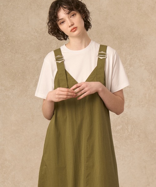 DANTON（ダントン）の「WOMEN'S C/N TYPEWRITER V-NECK OVERALLS SKIRT