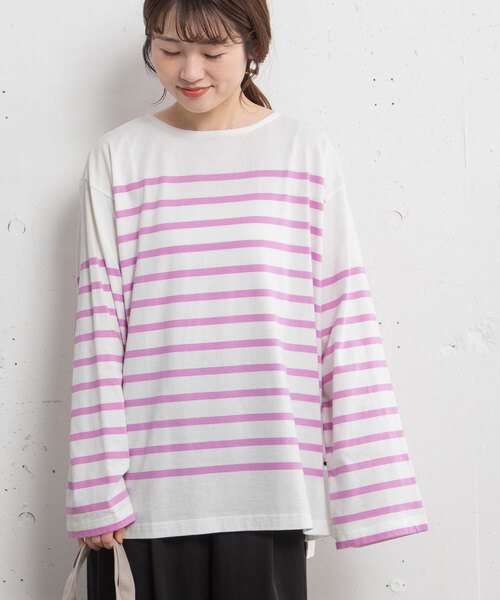 tシャツ パネルボーダー バスクシャツ レディース 楽天市場】バスクシャツ レディース 着痩せ ワイド カットソー