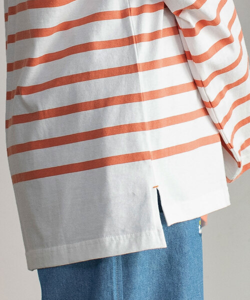 POU DOU DOU（プードゥドゥ）の「パネルボーダーバスクシャツ（Tシャツ/カットソー・レディース・ブルー/パープル/オレンジ・M）」の6枚目の写真