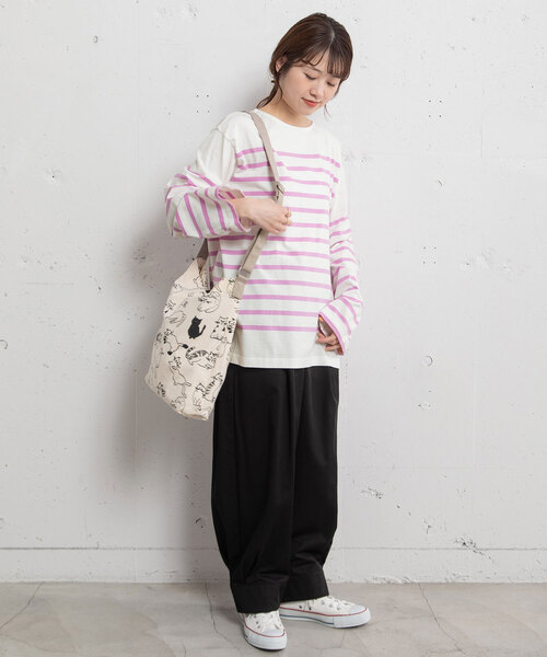 POU DOU DOU（プードゥドゥ）の「パネルボーダーバスクシャツ（Tシャツ/カットソー・レディース・ブルー/パープル/オレンジ・M）」の13枚目の写真