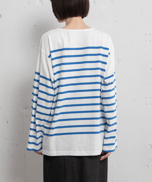 POU DOU DOU（プードゥドゥ）の「パネルボーダーバスクシャツ（Tシャツ/カットソー・レディース・ブルー/パープル/オレンジ・M）」の18枚目の写真